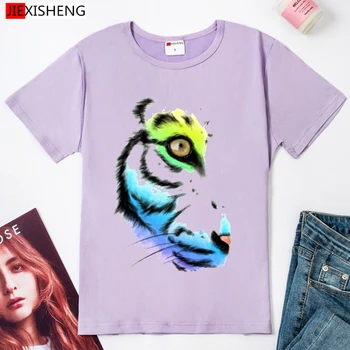 Amuzant Jumătate de cap de Tigru de Imprimare Femei t shirt 2020 Vara cu maneci Scurte t-shirt Plus Dimensiune Bluze Casual tricouri