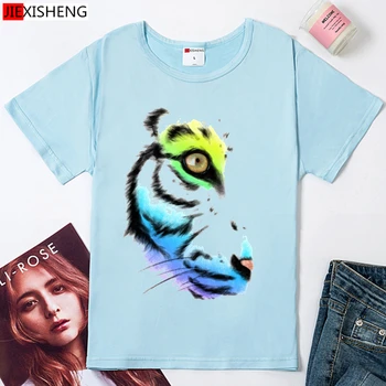 Amuzant Jumătate de cap de Tigru de Imprimare Femei t shirt 2020 Vara cu maneci Scurte t-shirt Plus Dimensiune Bluze Casual tricouri