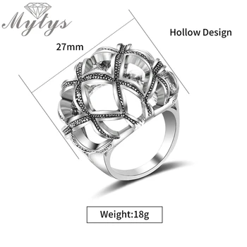 Mytys Design Retro Rotund Gol Geometrice Minge Inel pentru Femei de Epocă Curtea de Bijuterii Palace Cadou R1993