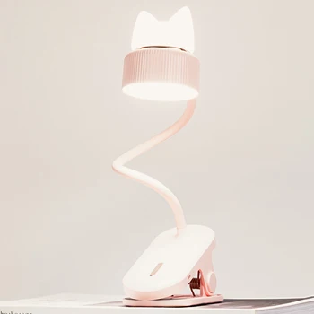 LED Stand Clip Led-uri Lampa de Birou în Formă de Pisică Lumina de Noapte Reîncărcabilă Lampă de Masă Atinge Copiii Student Studiu Noptiera de Lumină Lampă de Masă