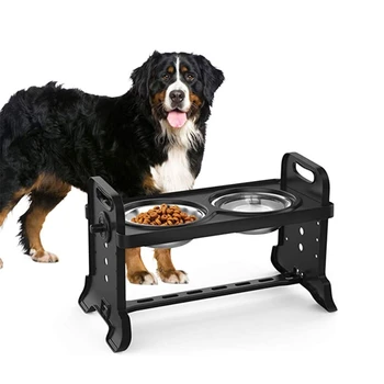Anti-Alunecare Crescute Dublu Castron Câine Înălțime Reglabilă Hrana Pentru Animale De Companie De Vase Din Oțel Inoxidabil Pliabil Alimentare De Alimentare Cu Apă