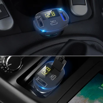 QC3.0 Incarcator Auto Bricheta Smart Dual port-ul Usb Type-C, Telefon Mobil Fast Charge LED Auto Electrice Accesorii