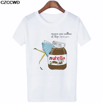 CZCCWD Femei Haine 2019 Streetwear Tricou Alb de Moda Harajuku Nutella Printesa Duș Scrisoare Tricou de Agrement Femeie T-shirt