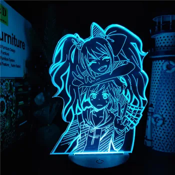 Danganronpa junko și makoto 3D Lampa Anime LED-uri de Iluminat Lampa de Acril RGB Veioza pentru Home Decor Camera Copii Copil Cadou de Ziua de nastere