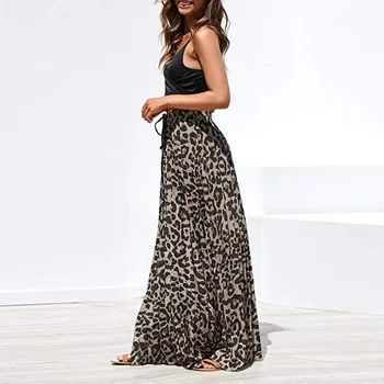 Femei fusta 2020 TOP Femei Leopard de Imprimare Lung Cordon Cutat Talie Mare Boem Fusta Maxi 4.17