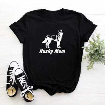 AMUZANT drăguț Husky Mama bumbac imprimare t-shirt pentru femeie doglover Grafic Teuri vara Topuri casual Femei plus dimensiune haine de femeie