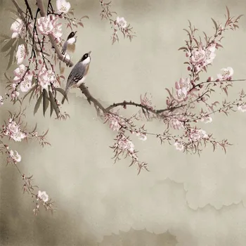 Stil chinezesc Flori Păsări Murale 3D Tapet Arta Floral Roz Fotografie de Hârtie de Perete TV Camera de zi Canapea Studiu Decor Acasă gazete de Perete