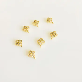 En-gros de 4 buc/lot de culoare de aur cz piatra trifoi floare farmece de aur de luare de bijuterii DIY pentru femei