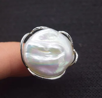 De apă dulce pearl inel alb renăscut keshi plat baroc 22-25mm en-gros margele natura FPPJ 2018 fierbinte