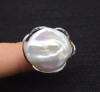 De apă dulce pearl inel alb renăscut keshi plat baroc 22-25mm en-gros margele natura FPPJ 2018 fierbinte