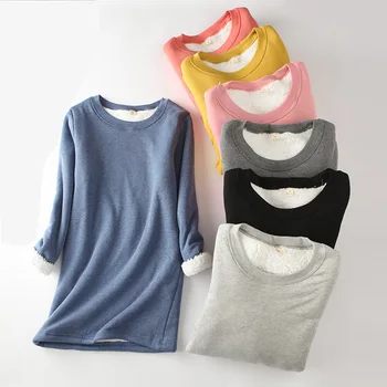 Îngroșa Cald Catifea Tricou Femei De Iarnă, Complet Maneca O-Gât Pur Lenjerie De Corp Termice Topuri De Bază T-Shirt Topuri Tricouri Tricouri Iarna