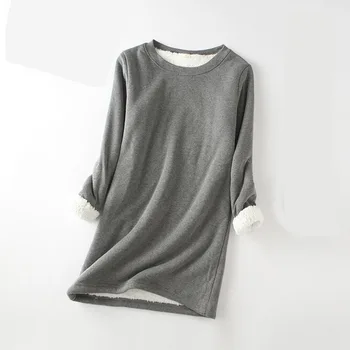 Îngroșa Cald Catifea Tricou Femei De Iarnă, Complet Maneca O-Gât Pur Lenjerie De Corp Termice Topuri De Bază T-Shirt Topuri Tricouri Tricouri Iarna