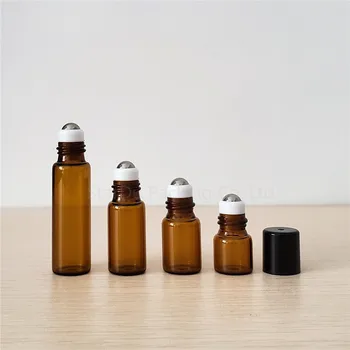 100buc 5ml amber rollon sticle cu role pentru uleiuri esențiale roll-on reîncărcabile sticla de parfum deodorant containere
