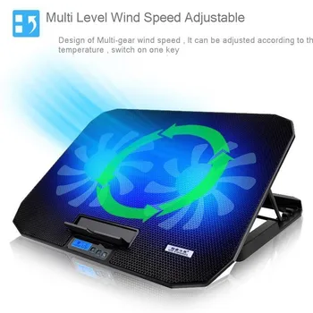 Laptop de Gaming Cooler Pad Laptop Stand Reglabil Ecran cu Led-uri 2 Porturi USB 2 Fan Laptop Cooling Pad Notebook-Suport pentru 12-17 Inch