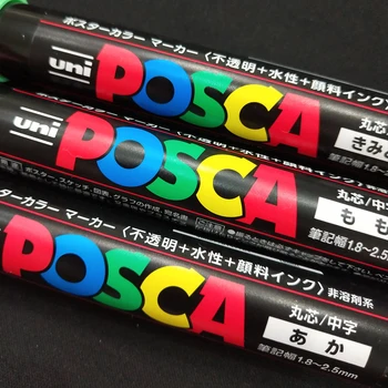 Uni Posca PC-5M Marker Vopsea Pixuri Mediu Sfat 1.8 mm-2.5 mm 17 Culori pentru Biroul Școlii de Artă Marker Arta Japoneză Consumabile 1buc