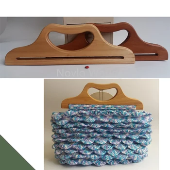 2-10-20 bucati,3 culori 34X10.5 cm,din lemn natural mâner pentru tricot sac pungă,Supradimensionat, pur și simplu, croșetat saci, genți de mână mânere de lemn