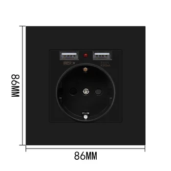 Bcsongben perete electronice soclu standard ue priza de putere cu dual acasă mufă usb, incarcator priza cu usb 86mm*86mm negru