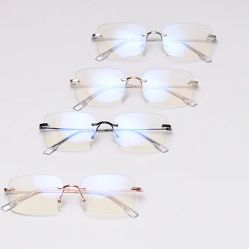 Peekaboo fără ramă dreptunghiulară ochelari pentru barbati metal de aur optice rama de ochelari femei fara rama obiectiv clar pătrat accesorii