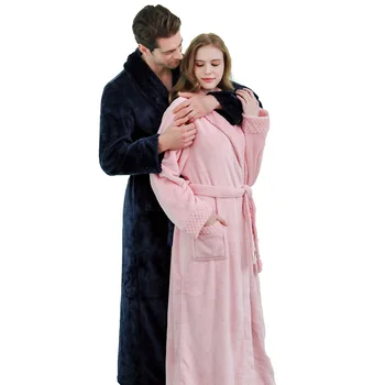 Cupluri Gros de Iarna Cald Halat de baie Bărbați Femei Extra Lungi Kimono-Halat de Baie Masculin Halat pentru Barbati Flanel Robe