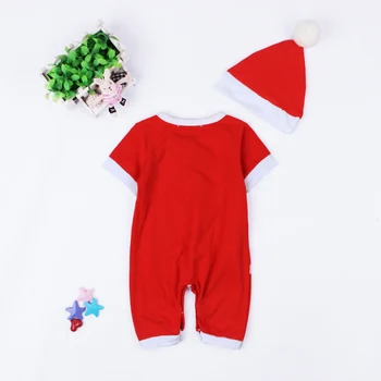 2018 Nou-născut băiețelul Fete Romper crăciun Moș Crăciun Costum Pălărie 2 buc Tinuta vestimentara