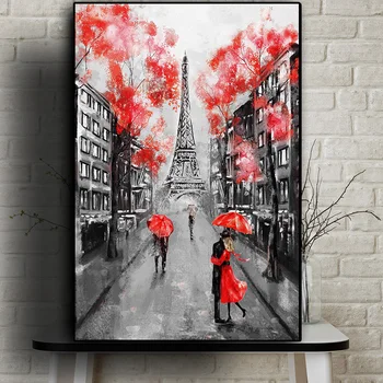 Nordic Cuplu Franța Paris, Turnul Eiffel, Pictura Ulei Postere, Printuri Quadros Arta De Perete Poza Flori Living Decorul Camerei Cuadros