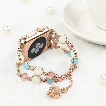 Link brățară curea Pentru Apple watch 4 banda de 44mm 40mm iwatch trupa 42mm 38mm Luminescență Handmade Femei WatchBand încheietura ceas 5 3
