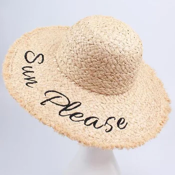 2019 Primăvară-Vară Mare, Margine Largă Rafie Pălării De Paie Scrisori Pe Plajă Capac De Protectie Solara Mari De Rafie Pălărie De Paie A1