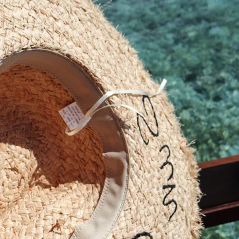 2019 Primăvară-Vară Mare, Margine Largă Rafie Pălării De Paie Scrisori Pe Plajă Capac De Protectie Solara Mari De Rafie Pălărie De Paie A1