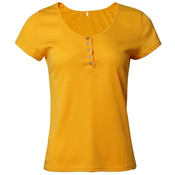 Tricou Femei V-Neck Henley Shirt Short Sleeve Solid Butonul De Bază Topuri Teuri Camisetas Mujer Manga Corta Femei T Shirt