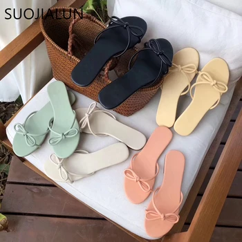 SUOJIALUN 2019 Culori Bomboane Femei Papuci de Vara sandale Plate, Papuci de casă Casual Potrives Plajă în aer liber Sandale Flip Flops Pantofi Mjue