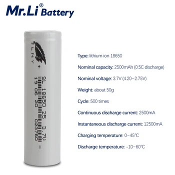 18650 3.7 V 2500mAh Baterie Reîncărcabilă Litiu Putere 3C-5C Acumulator Potrivit Pentru EV înlocuirea Bateriei instrument Electric