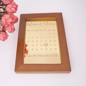 Personalizate, Decor Rama Foto cu Acrilice Calendar de Nunta Rama Decor de Masă Personalizate Mireasa Nume din Lemn, Culoare Alb