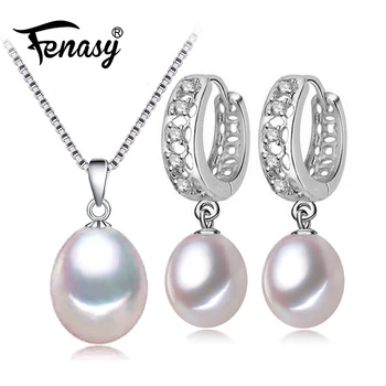 FENASY moda Bijuterii Seturi de Cercei din argint Pentru Femei argint 925 cercei moda de apă dulce pearl bijuterii 2018 noi