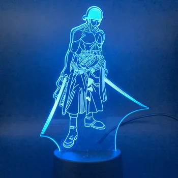 Una Bucata Roronoa Zoro Figura Lumină 3d Anime One Piece 3d Lumina de Noapte pentru Baieti Adult Schimbare de Culoare Lampă Decorativă de Crăciun Acasă