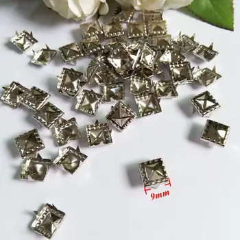 400buc/lot Rock 9-9 mm Pătrat de Argint Nituri Spike Știfturi Patru gheare structura metalica Haine DIY Accesorii Craft