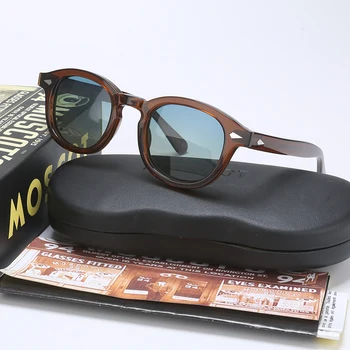 Johnny Depp Polarizat ochelari de Soare pentru Bărbați Cu Cazul& Cutie de Acetat de Cadru, Brand Designer de Ochelari de Soare Pentru bărbați UV400 Oculos de 080