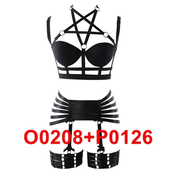 Strappy Cablajului Sutien Sexy femei Body Set Curea de moda bralette Talie Mare Jartiera Punk Goth Sus Cage Plus Dimensiunea Lenjerie