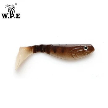 W. P. E Brand Moale Atrage 85mm 6 buc/pack 3D ochii Mari T-Coada Artificiala Moale Atrage Silicon Moale Corpul Înot Momeală de Pescuit Wobbler