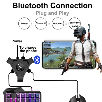 Noi PUBG Mobil Gamepad Controller de Gaming Keyboard Mouse-ul Converter Pentru iPhone IOS Android La PC Bluetooth Adapter Plug and Play