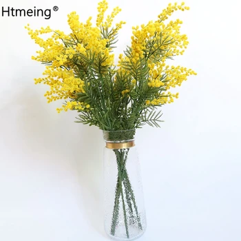 Htmeing 5pcs Mimosa Mătase Artificială Flori False Plante Ramuri Spray Pudica Salcam Buchet Acasă Nunta Decor Toamna