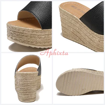 Aphixta Vara Femeie Pantofi Platforma Wedge Papuci De Plaja Cu Tocuri Inalte Femei Papuci De Casă Doamnelor Pantofi De Plută Aur Toc Flip Flop Sandale