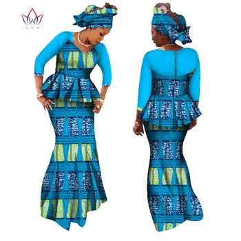 African Set de Fusta pentru Femei Dashiki Top si Fusta Africa de îmbrăcăminte Bazin Plus Dimensiune Tradiționale Africane Îmbrăcăminte WY1325