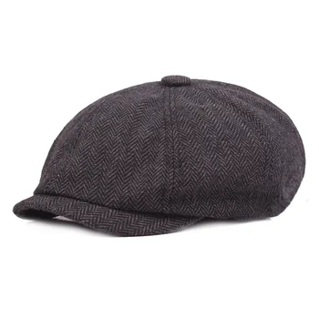 Palarie Barbati Moda Pălărie de Bumbac Pălărie vânzător de ziare Pălărie de Iarnă Pentru Bărbați Gri Spic Capace Plate Iarna vânzător de ziare Capace de Bărbați Și Femei Pălărie
