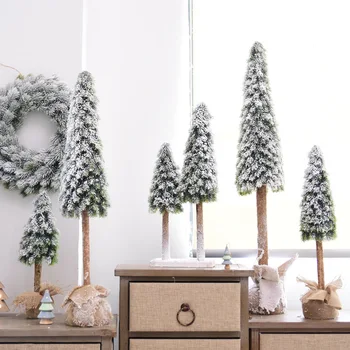 40/60cm Crăciun Copac Artificial Simulare Cedru Zăpadă care se Încadrează Flocking Fals Copaci de Anul Nou Decoratiuni Pentru Casa Accesorii