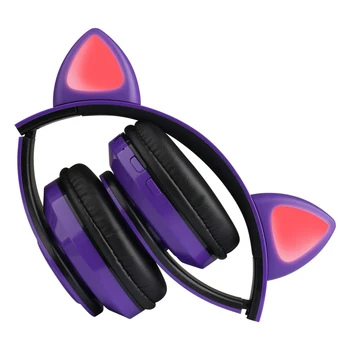 5.0 Căști Bluetooth Wireless Peste Urechi de Pisică Ureche Căști Cu LED-uri de Lumină Pliabil Control Volum Căști Cu Microfon