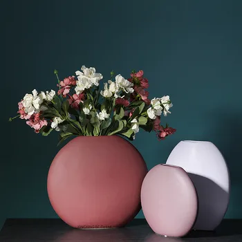 Creativ, Plat, Rotund Vaza Ceramica Acasă Decorare Camera De Zi Flori Uscate, Aranjamente Florale, Accesorii Nunta, Decor Vaza