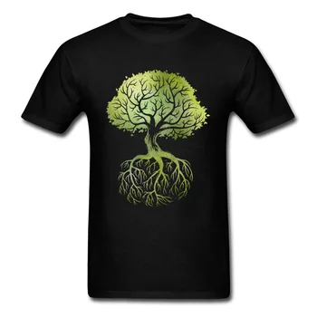 Rădăcinile 2018 la Modă Design Personalizat Barbati Topuri & Tricouri Copac Verde Negru T-shirt cu Maneci Scurte Stil Casual Tricouri Cadou