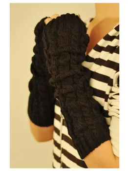 Moda Termic Cald Iarna Barbati Femei Tricotate Mănuși Mănuși De Cald Tricotate Fara Degete Brațul Lung Goves Unisex