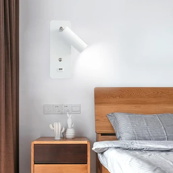 Interior LED lămpi de perete 7W cu comutator de încărcare USB led lumina de perete moderne, scara tranșee de perete living perete led corp de iluminat