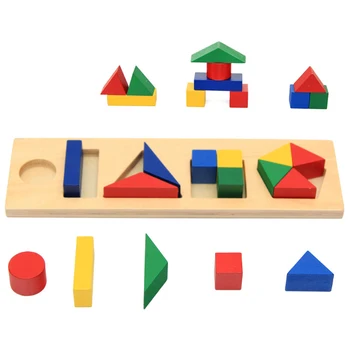 Jucarii pentru copii Montessori Materialele Senzoriale Jucărie din Lemn Colorate Geometrice Asamblarea Forma Blocuri Placă de Educație pentru Copii mici Copil